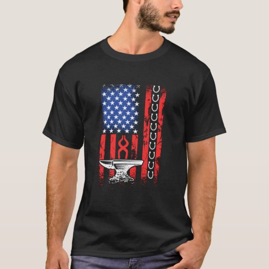 Patriotic Crafts 4Th Of July American Flag Farrier T-shirt (Voorkant)