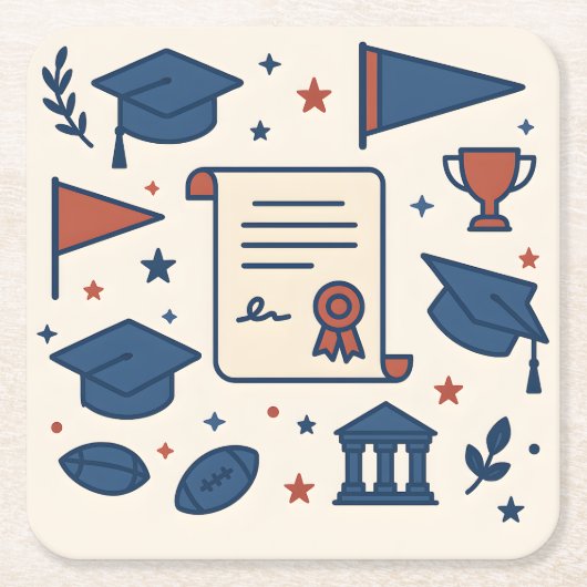 Patriotic Cream College Symbol Onderzetter Set (Voorkant)