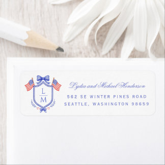Patriotic Crest Wedding Return Address Etiket