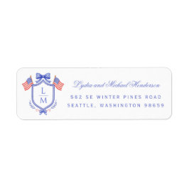 Patriotic Crest Wedding Return Address Etiket