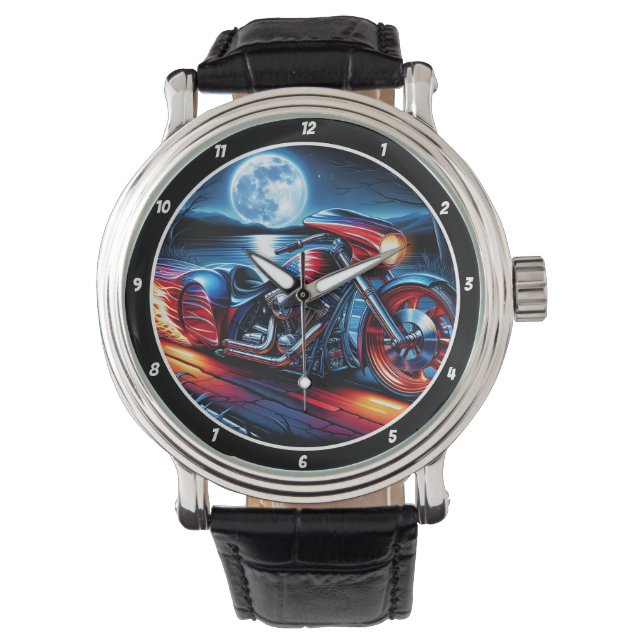 Patriotic Cruiser, Moonlit Fiery Ride. Horloge (Voorkant)