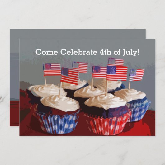 Patriotic Cupcakes Invitation Kaart (Voorkant / Achterkant)