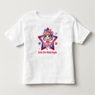 Patriotic Cutie – Baby Bald Eagle with Bow Girls'  Kinder Shirts