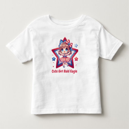 Patriotic Cutie – Baby Bald Eagle with Bow Girls'  Kinder Shirts (Voorkant)