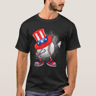 Patriotic Dab Baseball 4 juli Amerikaans Pet T-shirt
