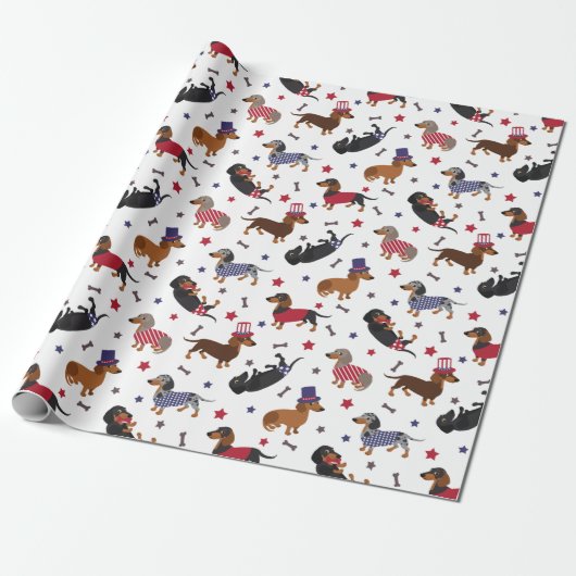 Patriotic Dachshund Cadeaupapier (Uitgerold)