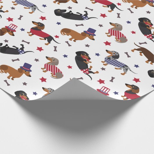 Patriotic Dachshund Cadeaupapier (Hoek)