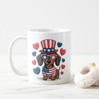 Patriotic Dachshund Dog Lover USA Pride 4th July Koffiemok