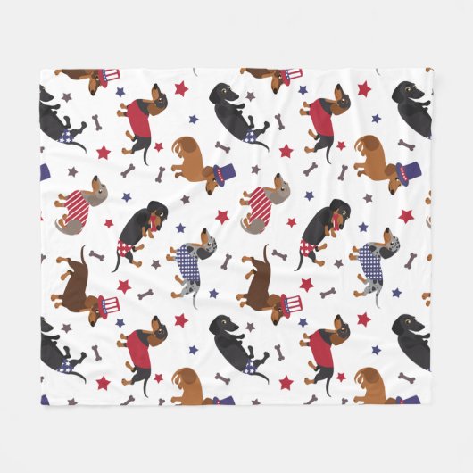 Patriotic Dachshund Fleece Deken (Voorkant (Horizontaal))