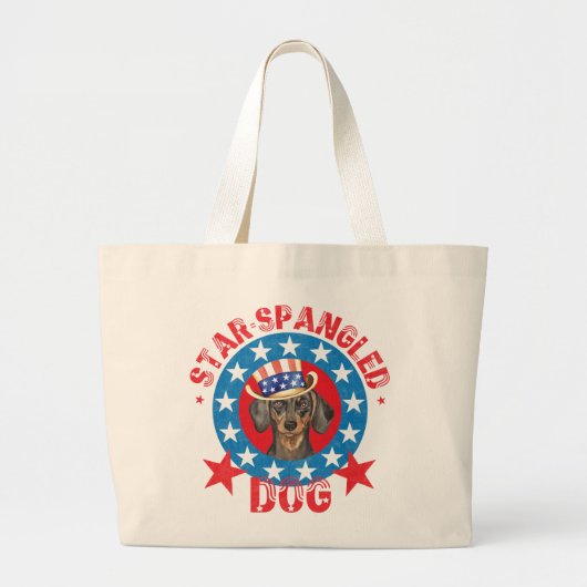 Patriotic Dachshund Grote Tote Bag (Voorkant)