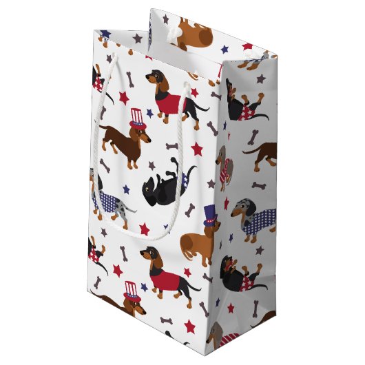Patriotic Dachshund Klein Cadeauzakje (Achterkant Gekanteld)