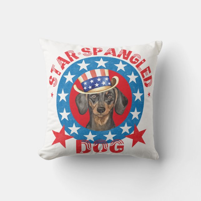 Patriotic Dachshund Kussen (Voorkant)