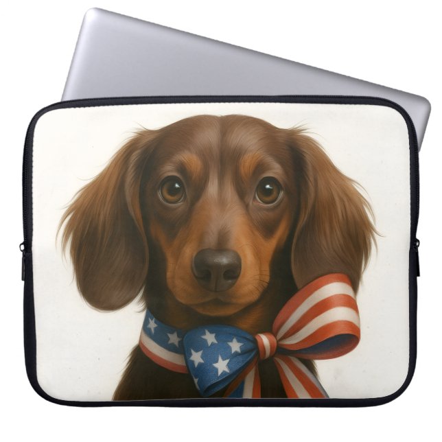 Patriotic Dachshund Laptop Sleeve (Voorkant)