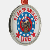 Patriotic Dachshund Metalen Ornament (Rechts)