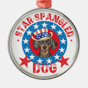 Patriotic Dachshund Metalen Ornament