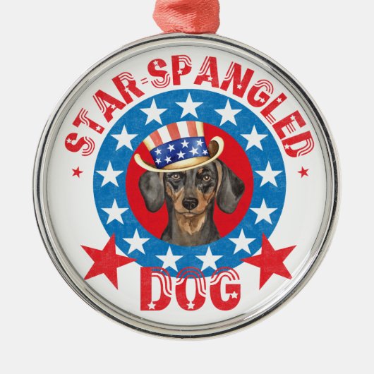 Patriotic Dachshund Metalen Ornament (Voorkant)
