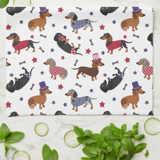 Patriotic Dachshund Theedoek (Gevouwen)