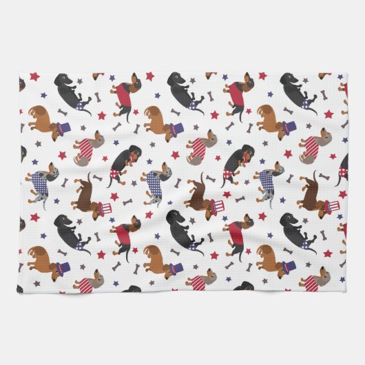 Patriotic Dachshund Theedoek (Horizontaal)