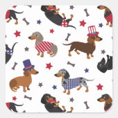 Patriotic Dachshund Vierkante Sticker (Voorkant)