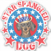 Patriotic Dachshund Vinyl Sticker (Voorkant)