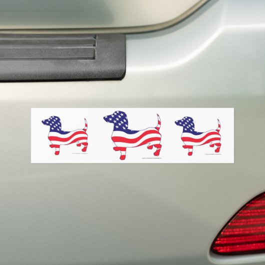 Patriotic Dachshund/Wiener Bumpersticker (Op auto)