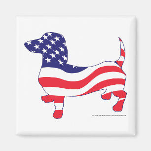 Patriotic Dachshund/Wiener Magneet