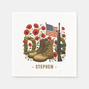 Patriotic Dad - Amerikaanse vlag met gevechtsschoe Servet