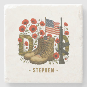Patriotic Dad - Amerikaanse vlag met gevechtsschoe Stenen Onderzetter