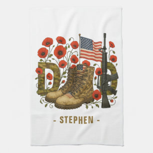 Patriotic Dad - Amerikaanse vlag met gevechtsschoe Theedoek