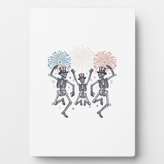 Patriotic Dancing Skeleton Fireworks Vintage Shirt Fotoplaat (voorkant)