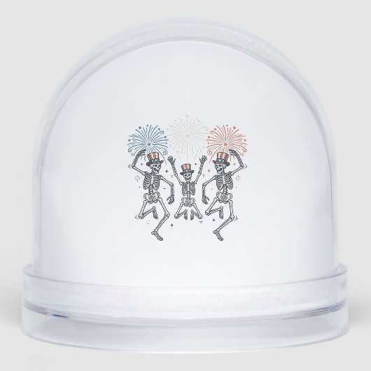 Patriotic Dancing Skeleton Fireworks Vintage Shirt Sneeuwbol (Voorkant)