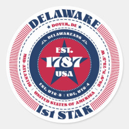 Patriotic Delaware Circle Design Sticker