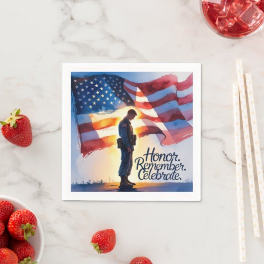 Patriotic Design Memorial Day Party Papieren serve Servet (Insitu)