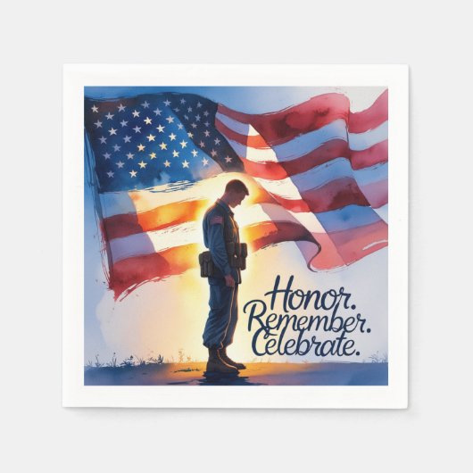 Patriotic Design Memorial Day Party Papieren serve Servet (Voorkant)