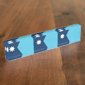 Patriotic desk nameplate with Flag of Minnesota Naambordje (Zijkant)