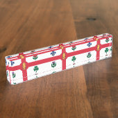 Patriotic desk nameplate with Flag of Montreal Naambordje (Zijkant)