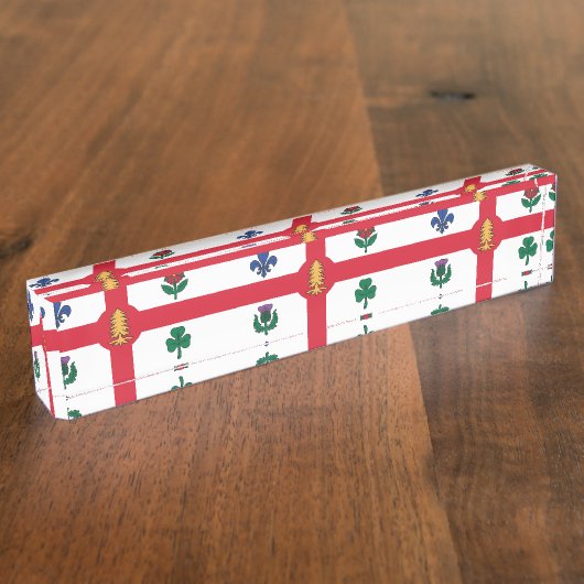 Patriotic desk nameplate with Flag of Montreal Naambordje (Zijkant)