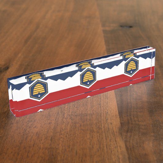 Patriotic desk nameplate with Flag of Utah, USA Naambordje (Zijkant)