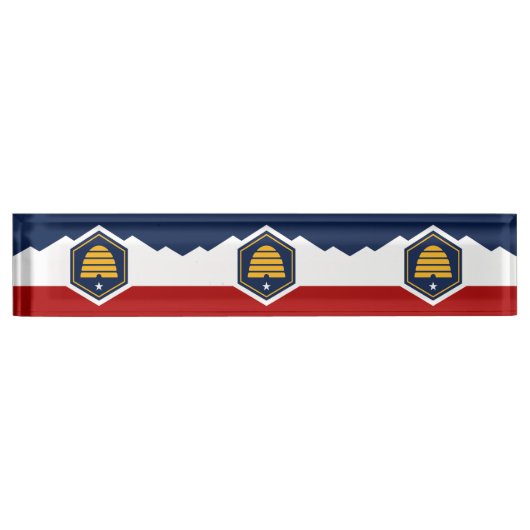 Patriotic desk nameplate with Flag of Utah, USA Naambordje (Voorkant)