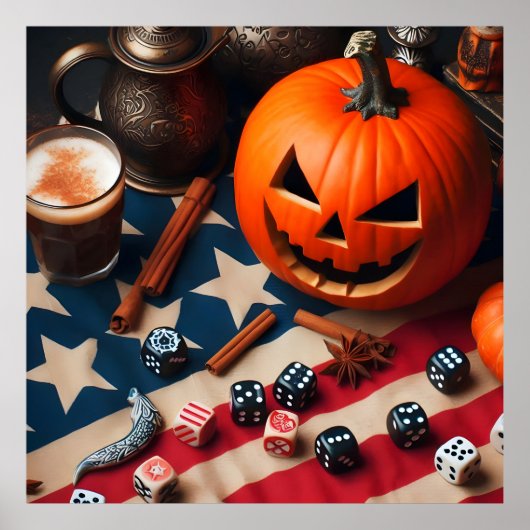 Patriotic Dice Roll: Pumpkin Spice en Liberty Dic Poster (Voorkant)