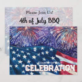 Patriotic Distressed Flag July 4th Invitation Kaart