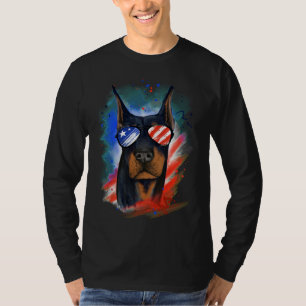 Patriotic Doberman American Flag Doberman Pinscher T-shirt