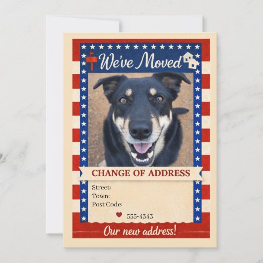 Patriotic Dog Change of Address Card Kaart (Voorkant)