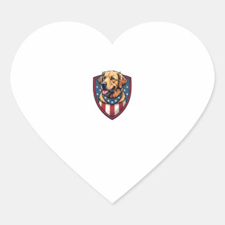 Patriotic Dog Dad Golden Retriever Engraving Shirt Hart Sticker