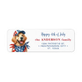 Patriotic Dog Golden Retriever Schattige terugkeer Etiket (Voorkant)