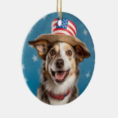 Patriotic Dog Ornament - Schattig rood, wit, blauw (Rechts)