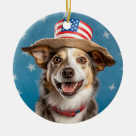 Patriotic Dog Ornament - Schattig rood, wit, blauw