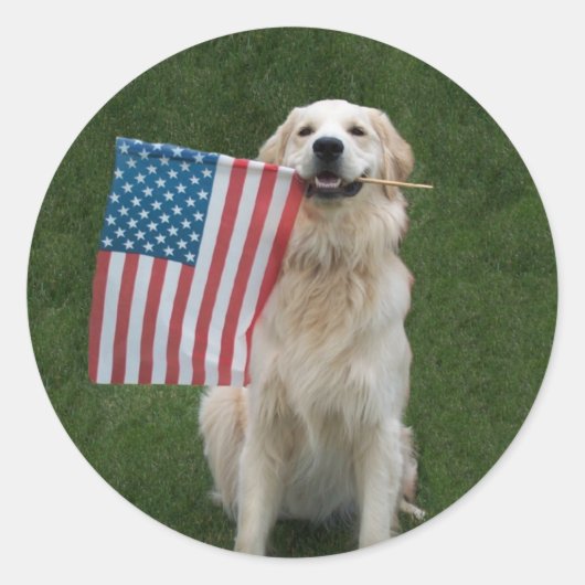 Patriotic Dog Ronde Sticker (Voorkant)