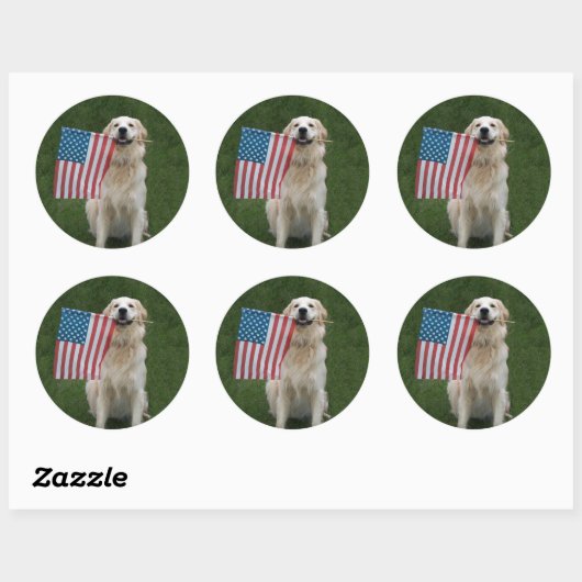 Patriotic Dog Ronde Sticker (Vel)