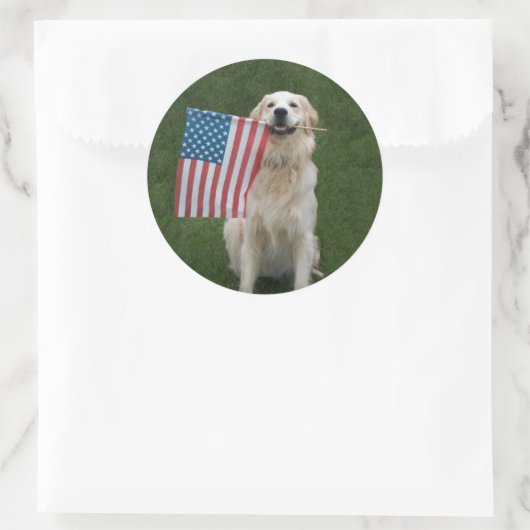Patriotic Dog Ronde Sticker (Tas)